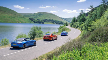 BMW M2 v Porsche Cayman GT4 v Alpine A110 R road