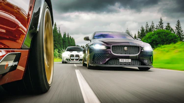 BMW M3 CS v Alfa Romeo Giulia GTA v Jaguar XE Project 8