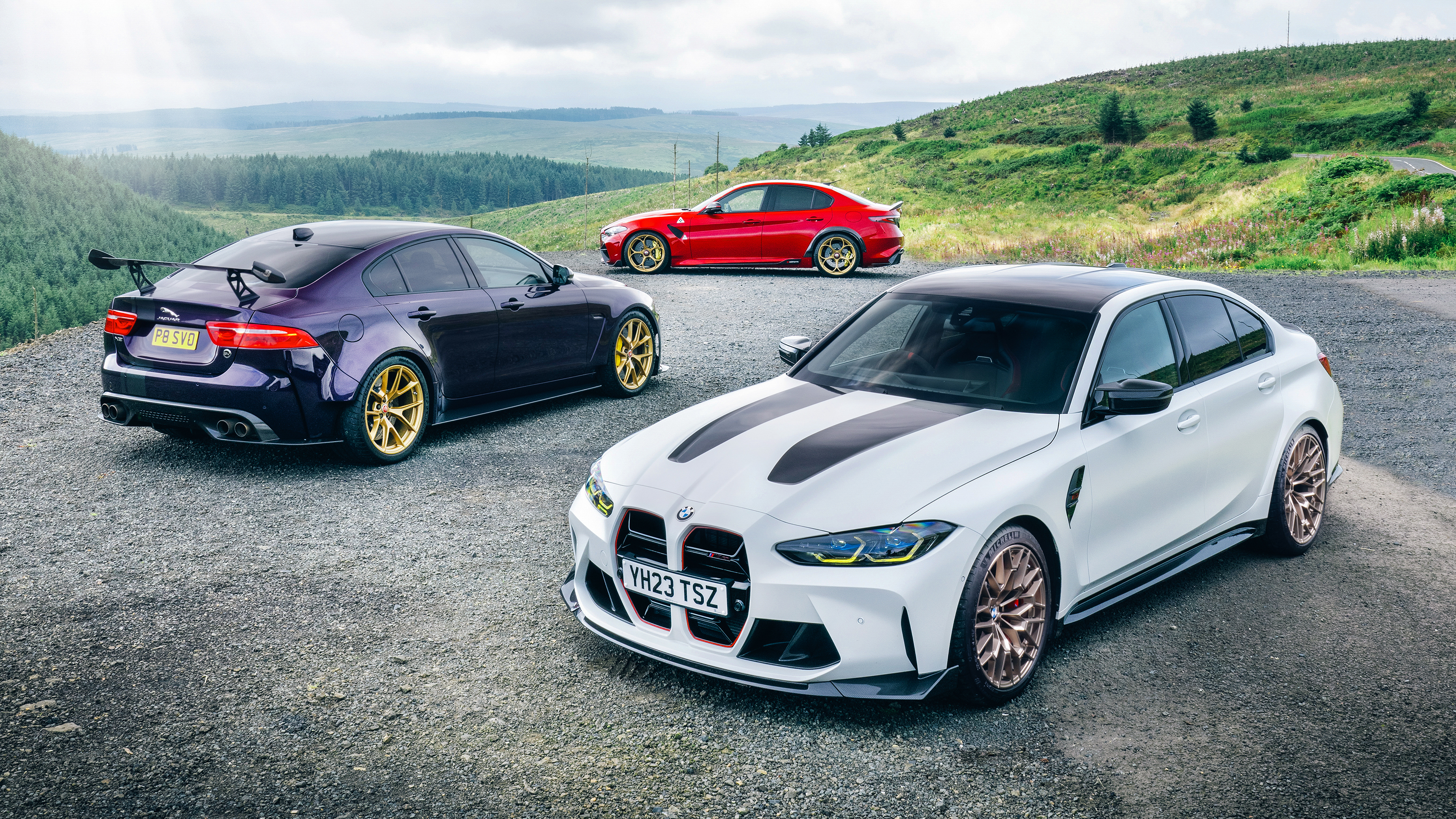 BMW M3 CS v Alfa Romeo Giulia GTA v Jaguar XE Project 8