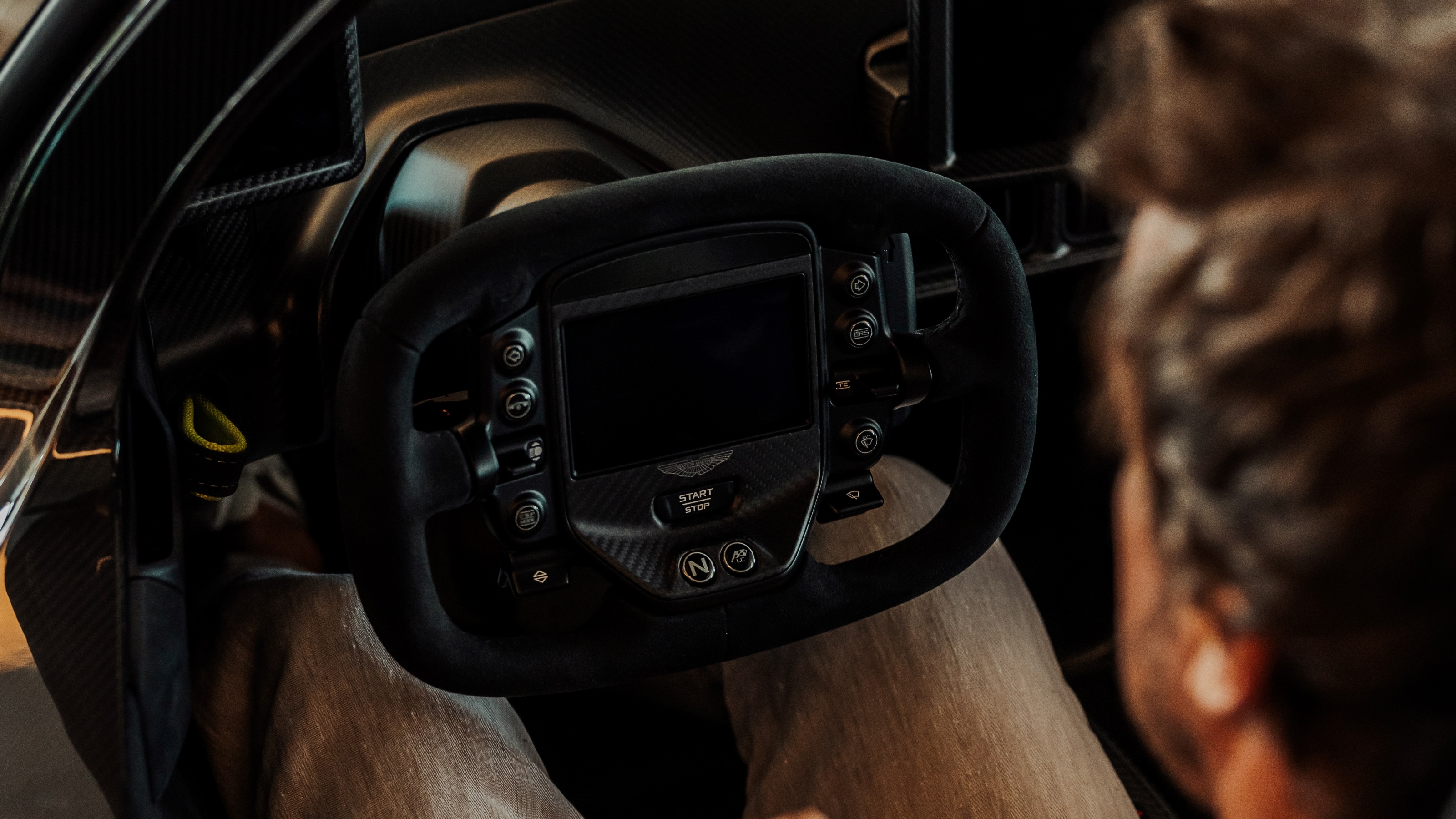 The steering wheel of Fernando Alonso's Aston Martin Valkyrie