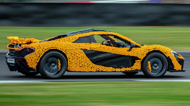 Lego McLaren P1 driving at Silverstone
