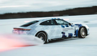 Porsche Taycan ice drifting record – front