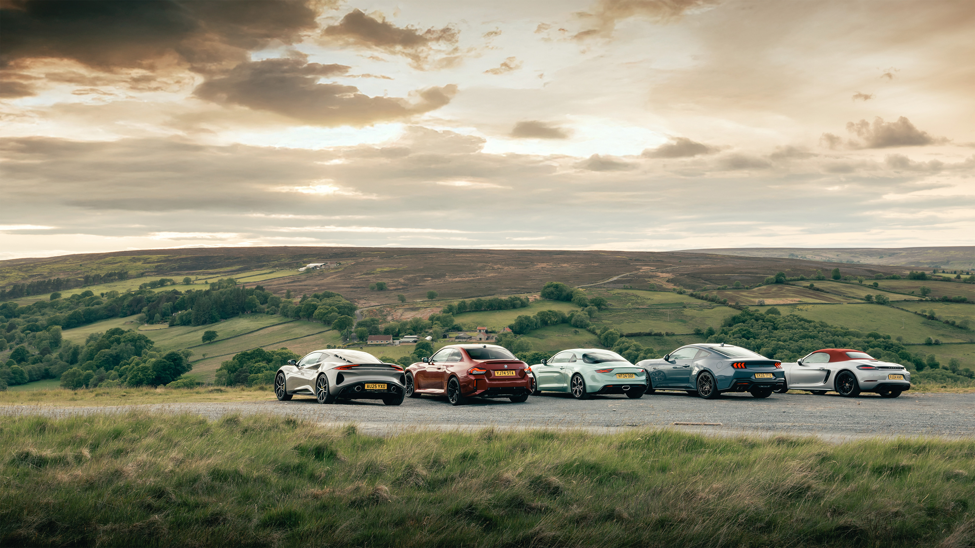 BMW M2 v Porsche Boxster GTS v Lotus Emira v Alpine A110 v Ford Mustang