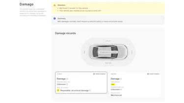 Damage records in the carVertical report
