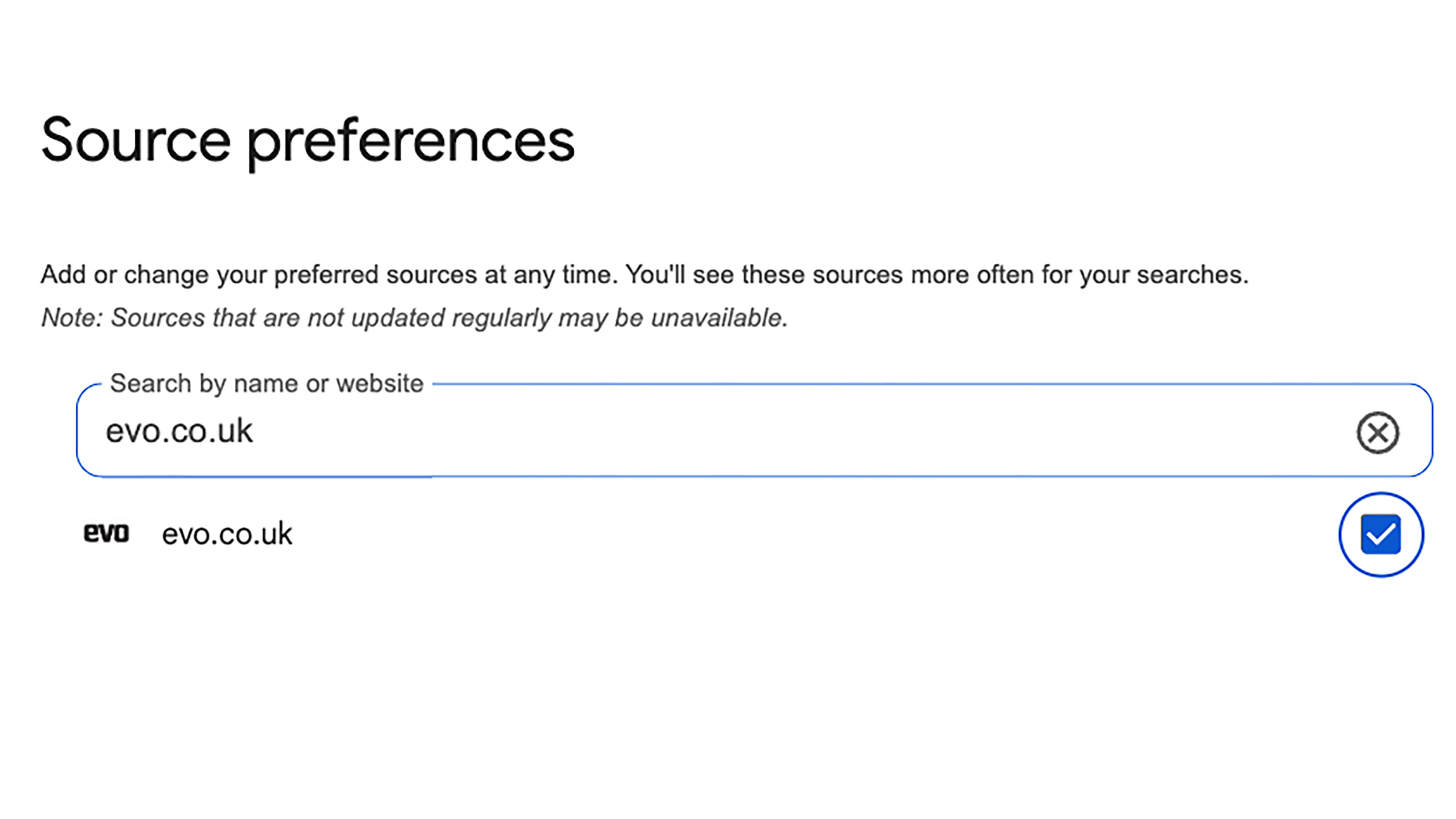 evo Google preferred source