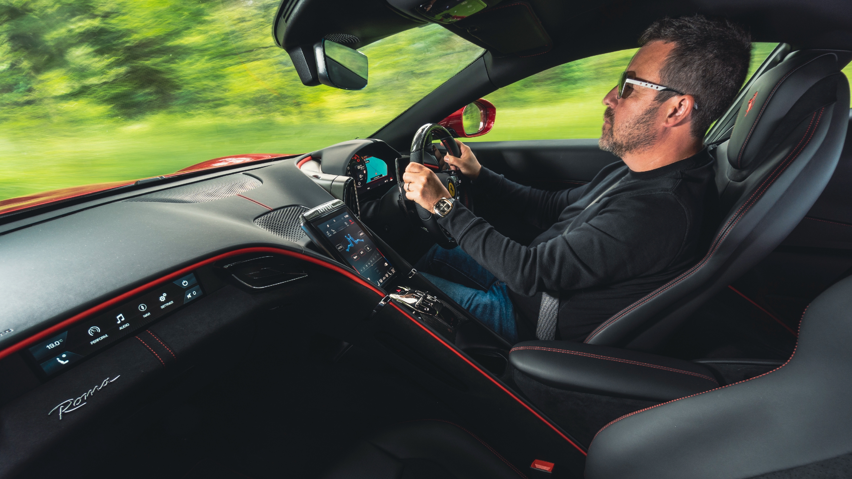 Ferrari Roma interior driving
