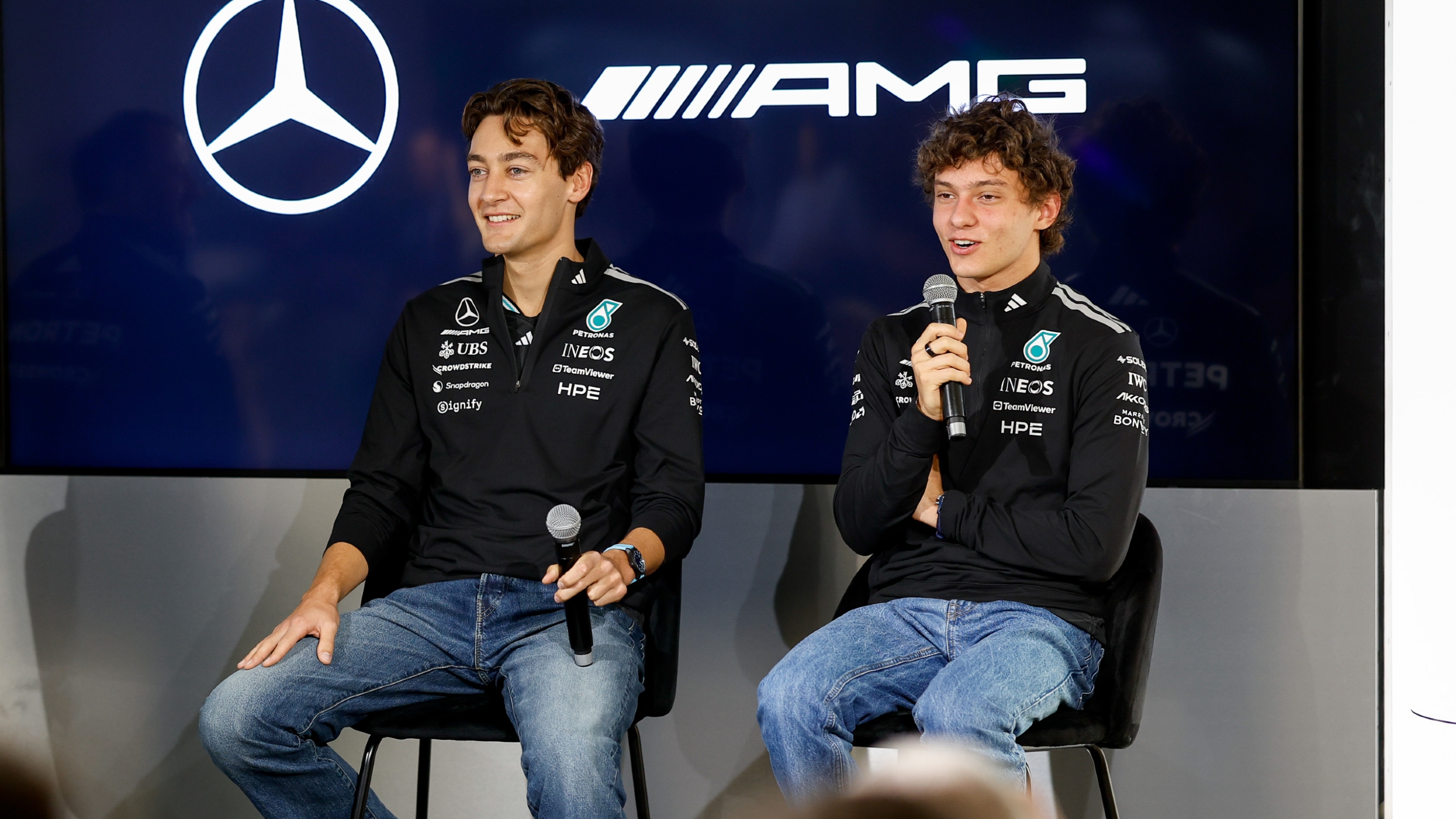 George Russell and Kimi Antonelli