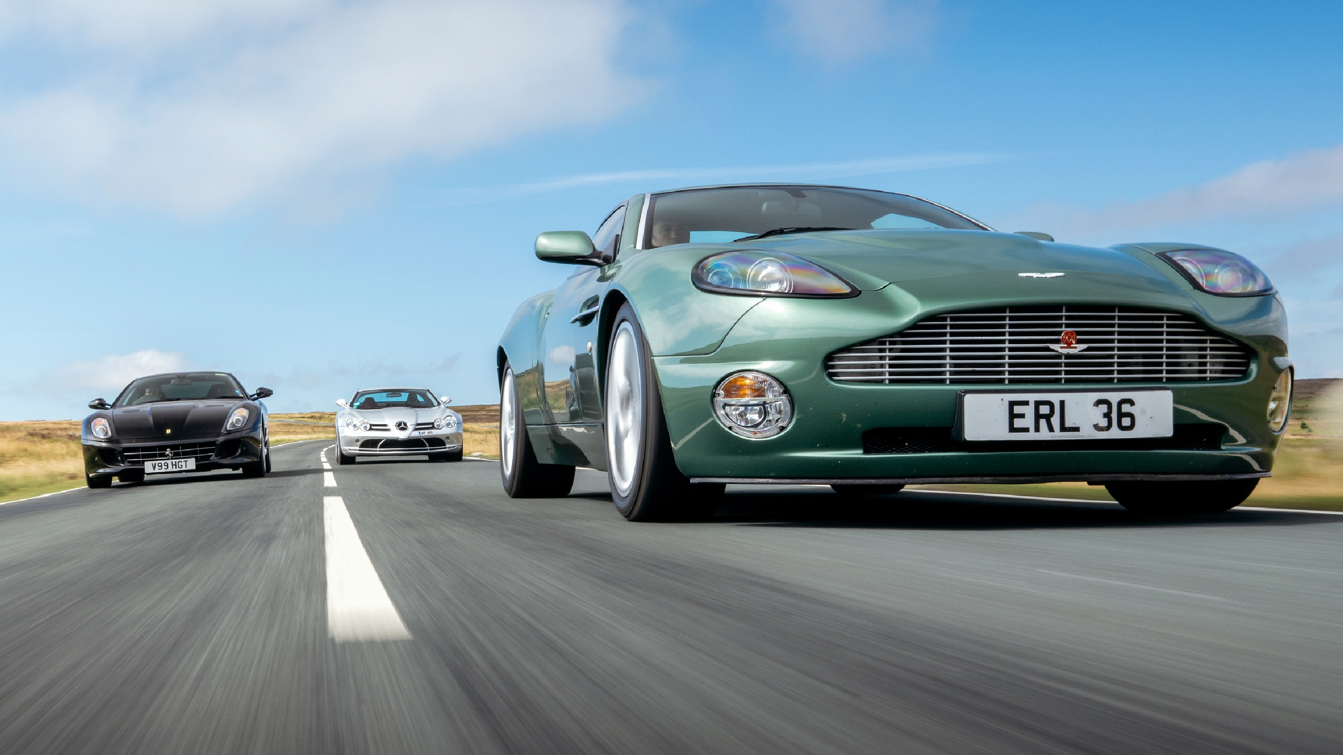 Aston Martin Vanquish, Ferrari 599 and McLaren-Mercedes SLR