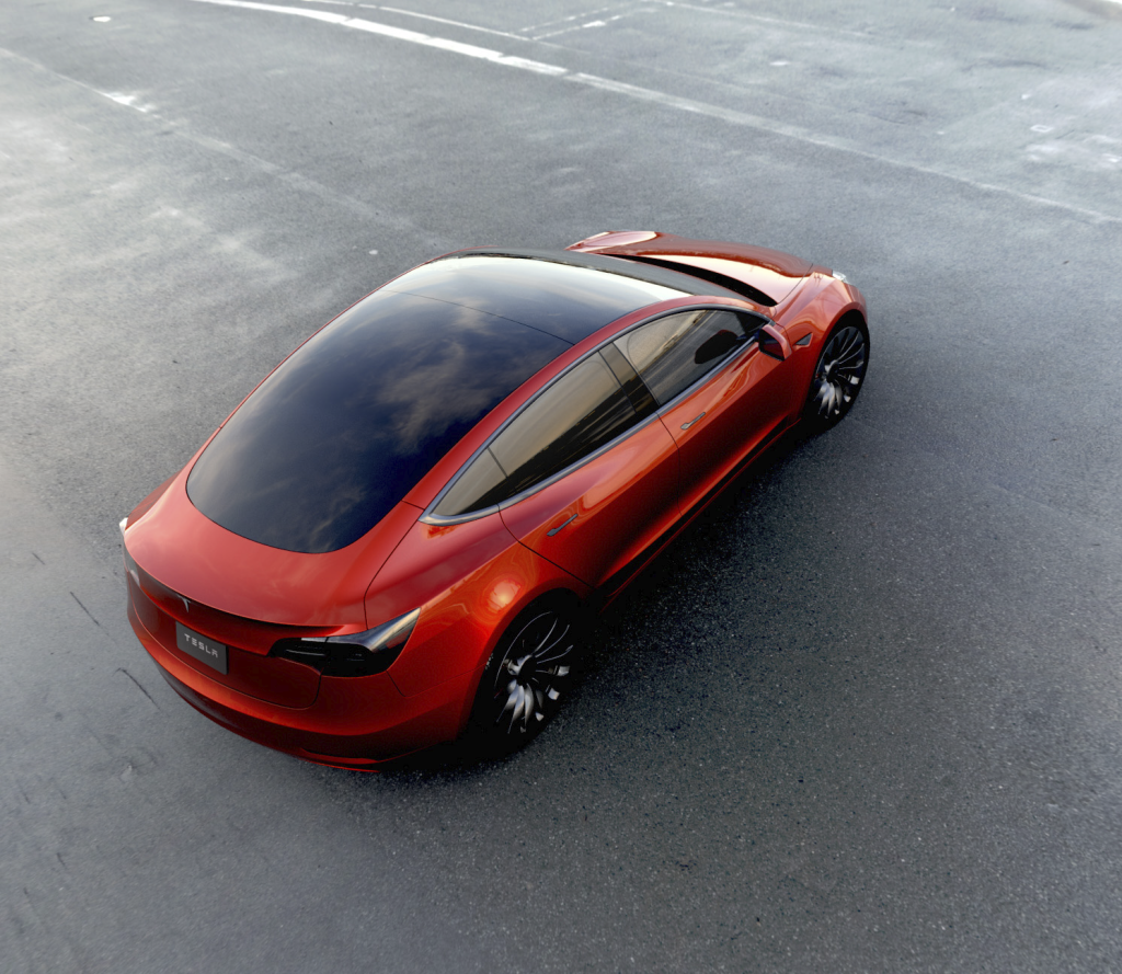 Tesla Model 3 red rear