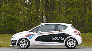 Peugeot 208 R2 rally car side profile