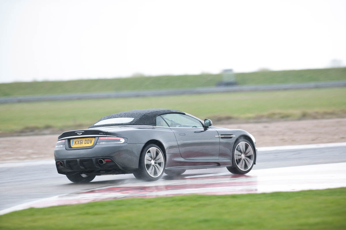 Aston Martin DBS Volante on track