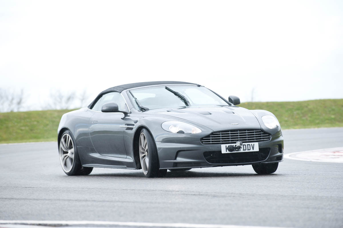 Aston Martin DBS Volante on track