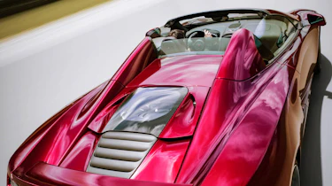 McLaren MP4-12C Spider volcano red rear overhead view