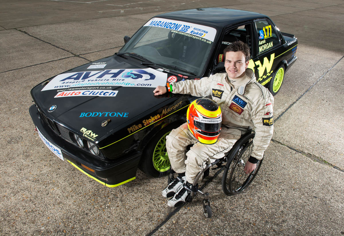 Aaron Morgan and his BMW 320i E30 racing car