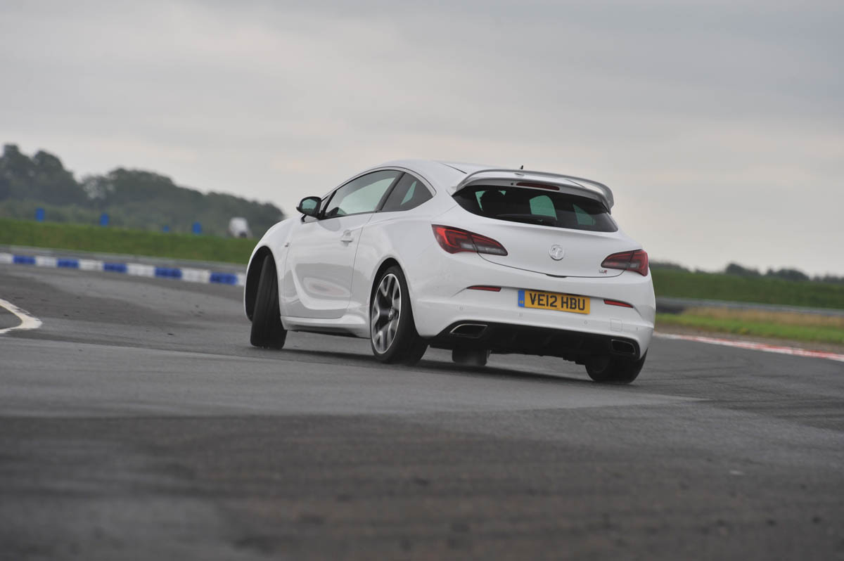 2012 Vauxhall Astra VXR white on track