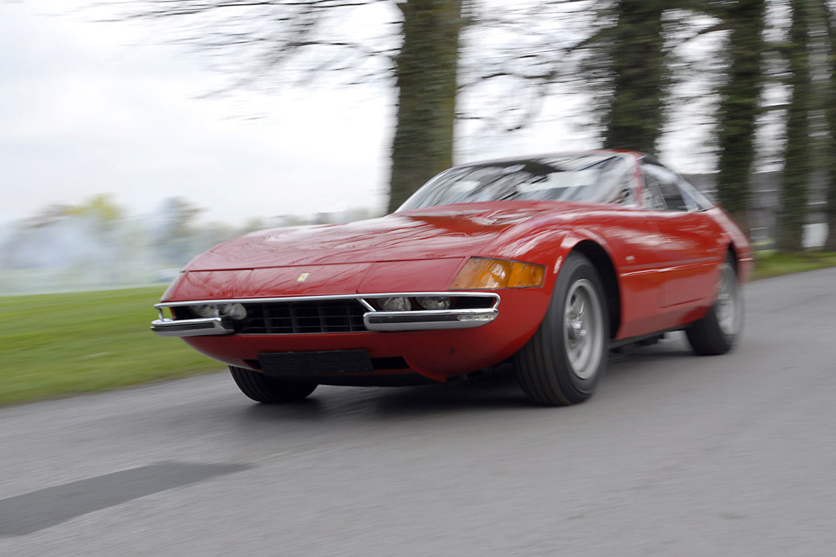 174mph Ferrari Daytona: Introduced in 1968 to kick back at Ferruccio Lamborghini's Miura - sticking with the more traditional