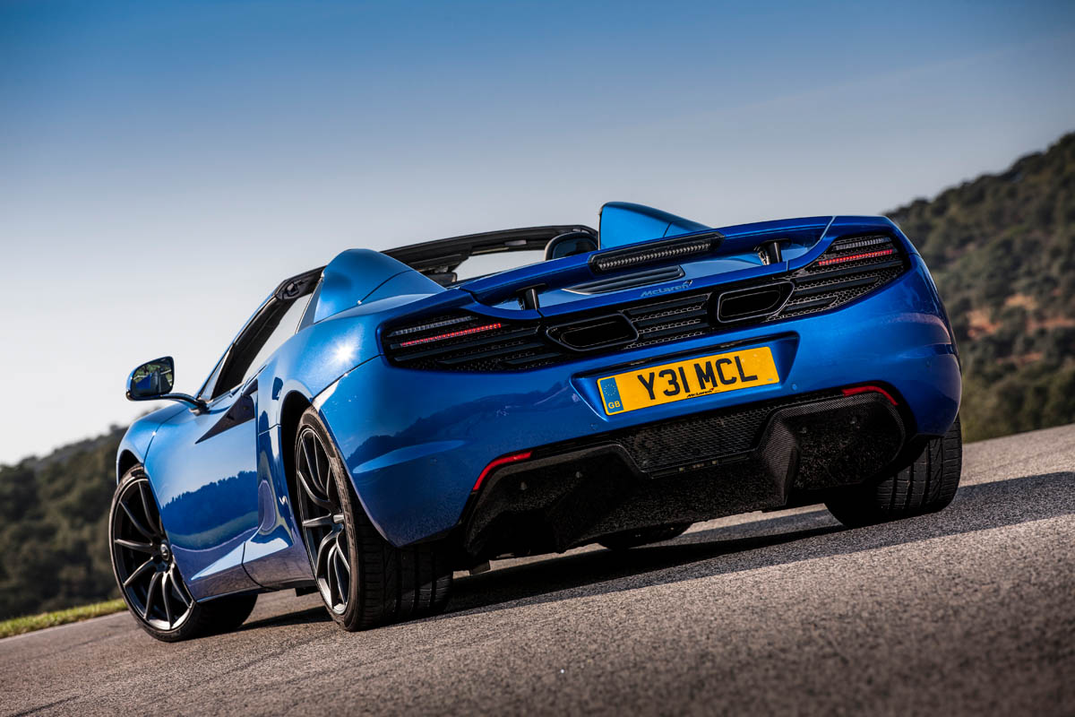 McLaren 12C Spider azure blue rear