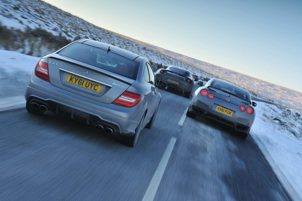 Nissan GT-R Mercedes C63 AMG Lotus Evora S