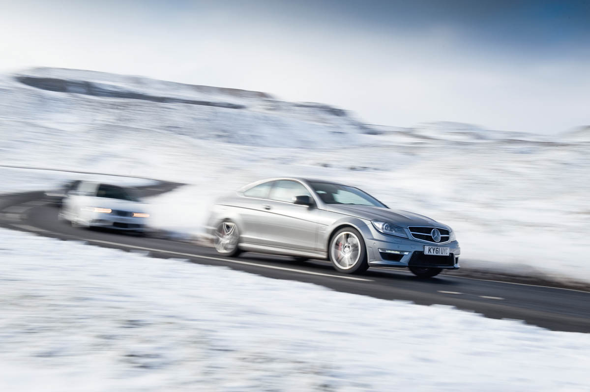 Porsche 911 Carrera group test Mercedes C63 AMG