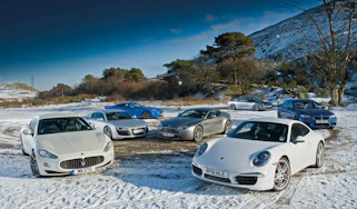 Porsche 911 vs R8, GT-R, XKR-S, M5, GranTurismo and Vantage