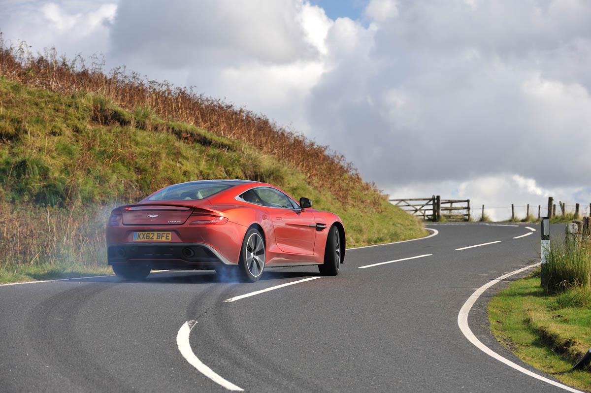 New Aston Martin Vanquish slide sideways drift