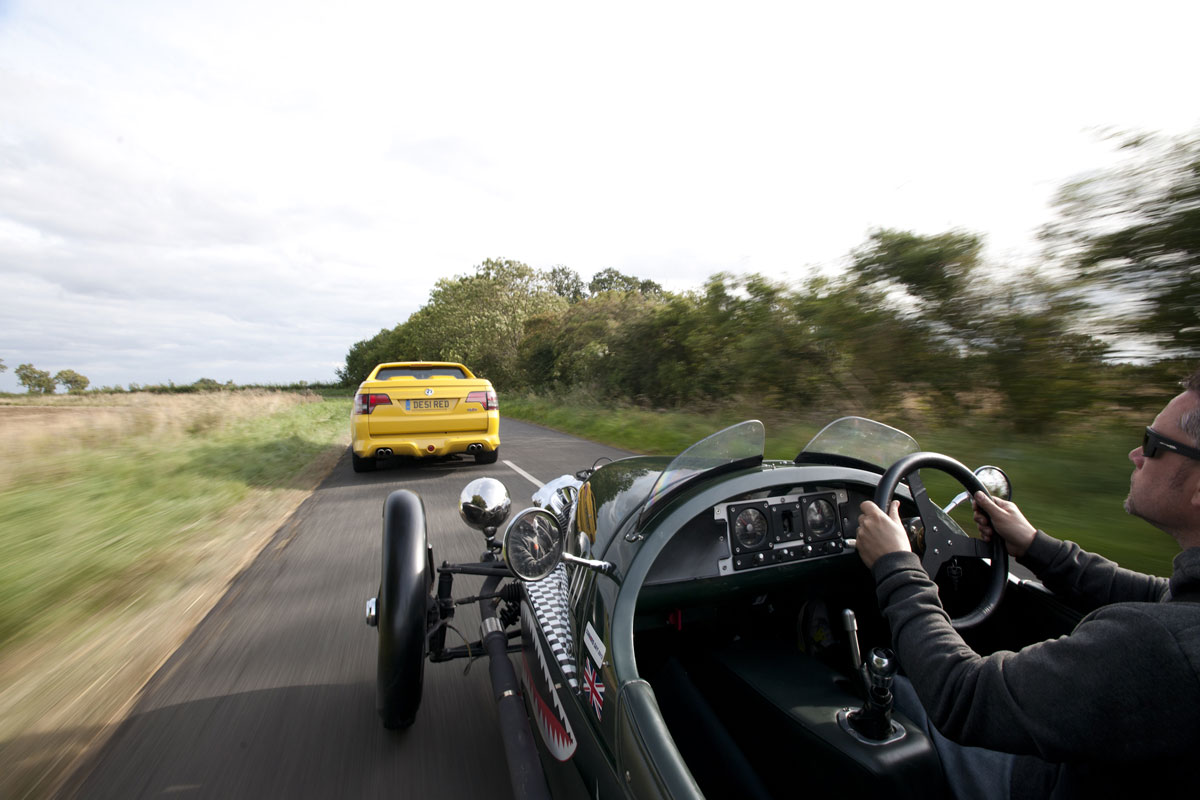 Morgan 3 Wheeler v Vauxhall Maloo v Mercedes ML63 v BAC Mono
