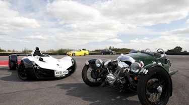 Morgan 3 Wheeler v Vauxhall Maloo v Mercedes ML63 v BAC Mono