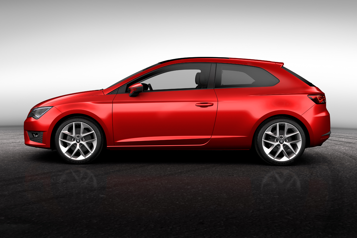 2013 SEAT Leon FR SC three-door red side profile