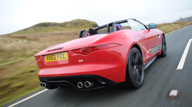 Jaguar F-type V8 S Roadster rear view red