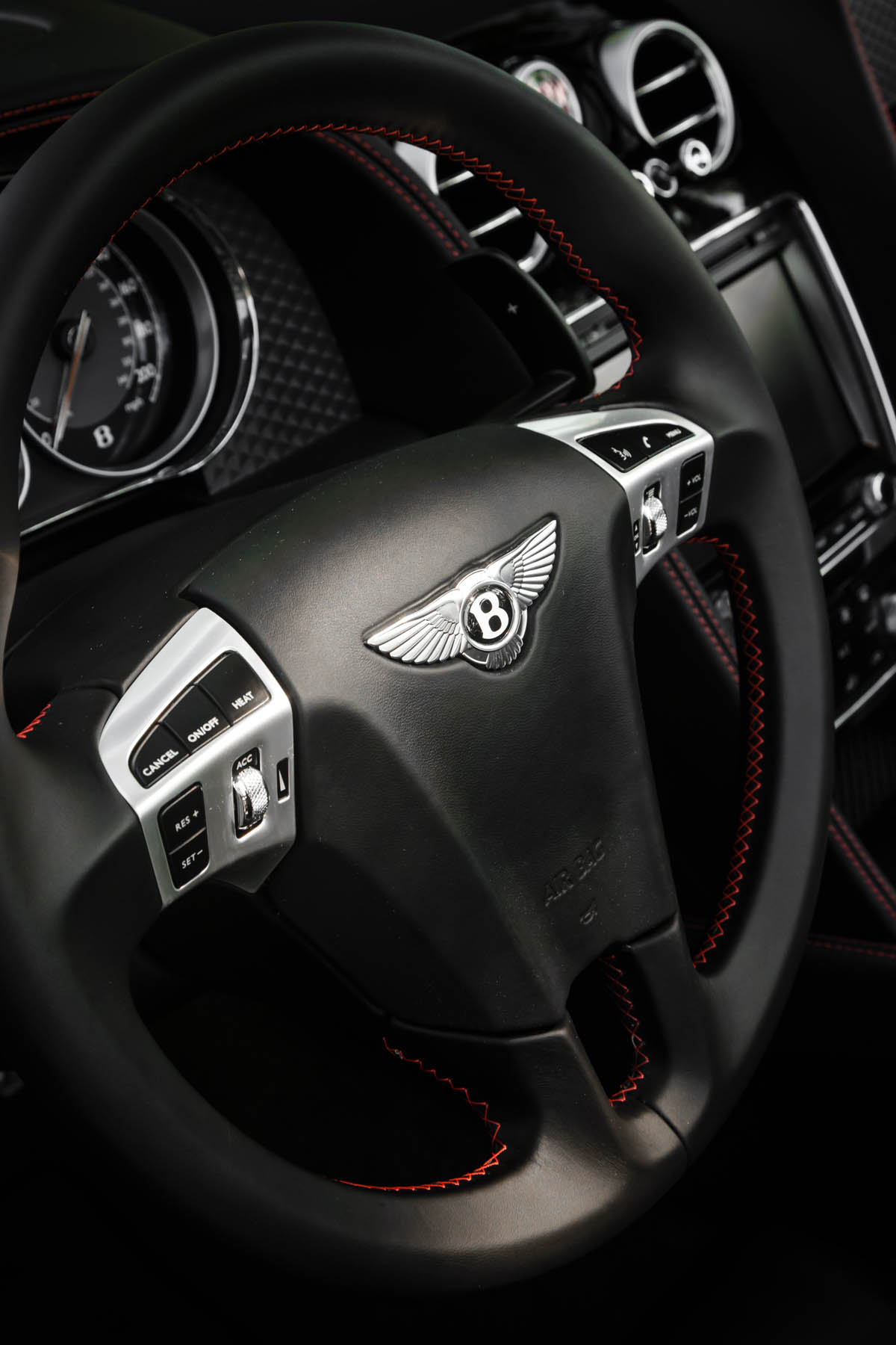2013 Bentley Continental GT Speed Convertible red stitched steering wheel