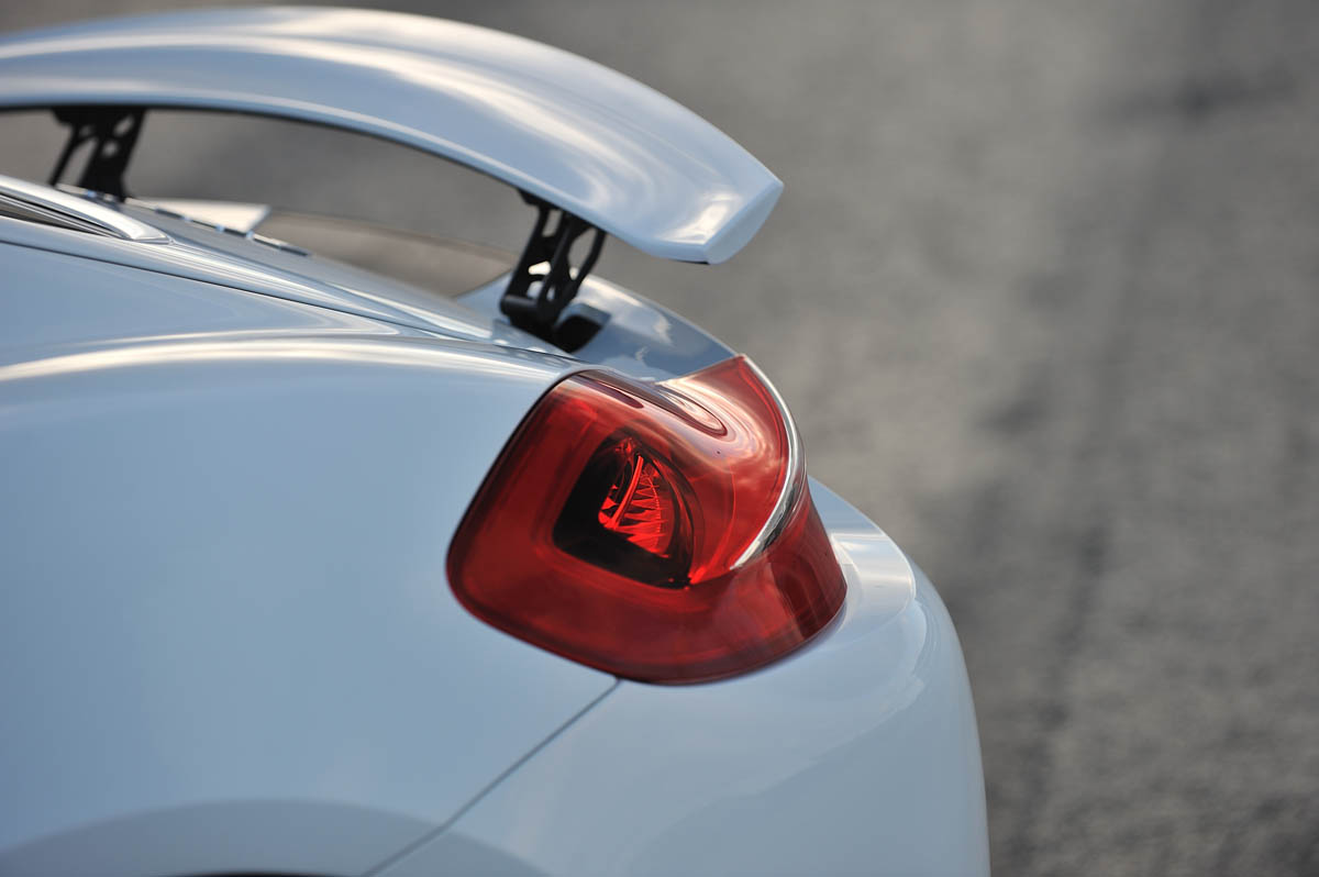 2013 Porsche Cayman S white rear spoiler