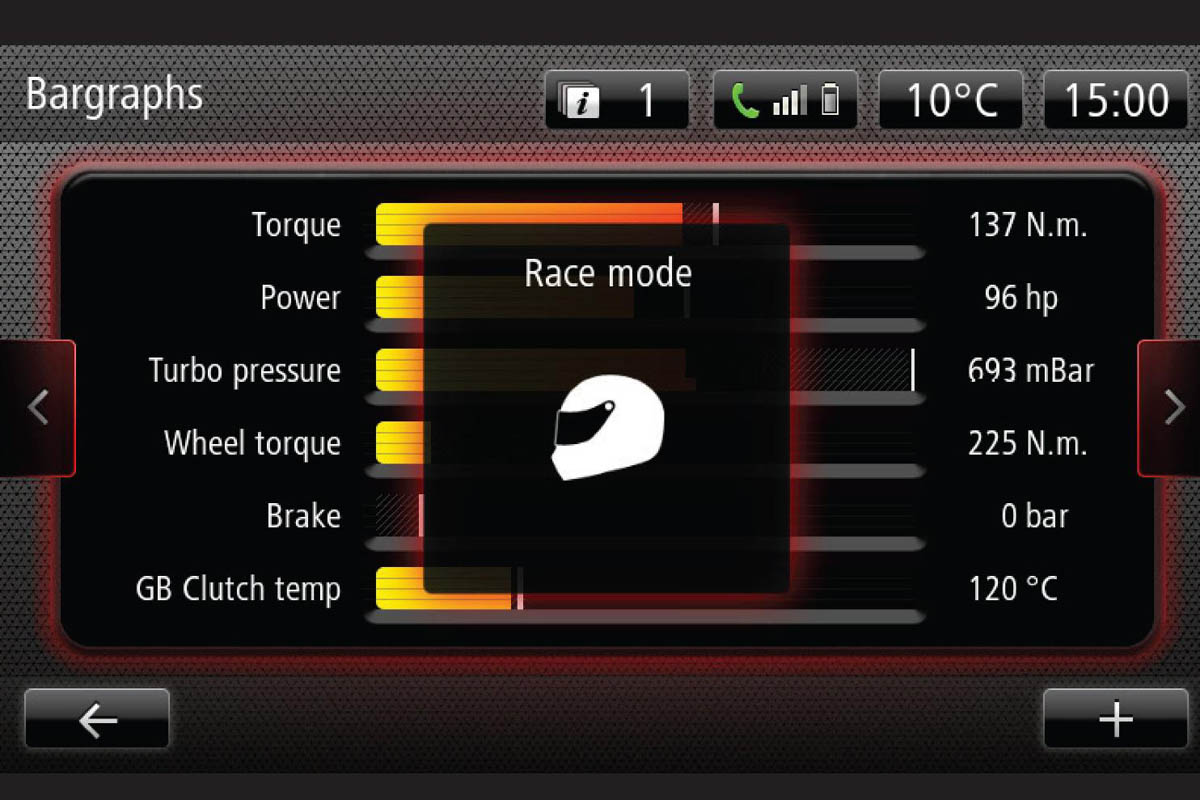 Renaultsport Clio 200 Turbo digital RS mode screen