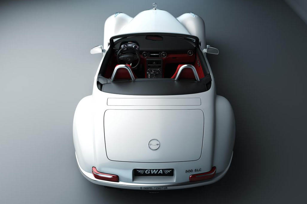 Retro Gullwing America Mercedes SLS AMG Roadster white rear