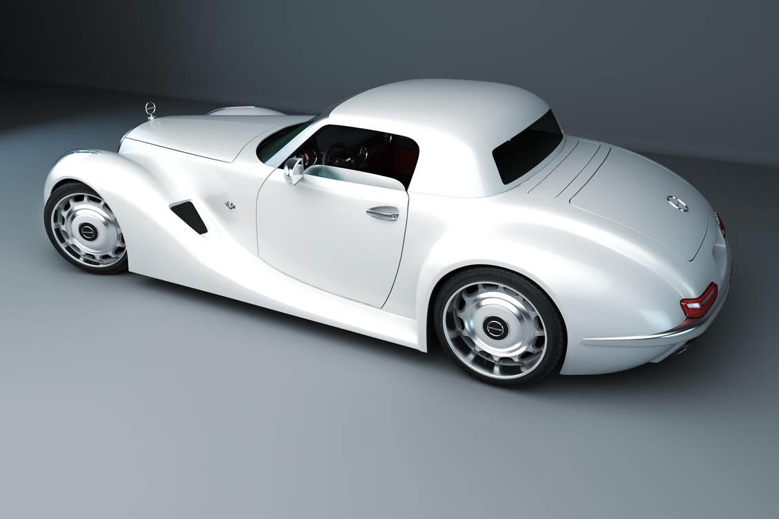 Retro Gullwing America Mercedes SLS AMG Roadster white rear