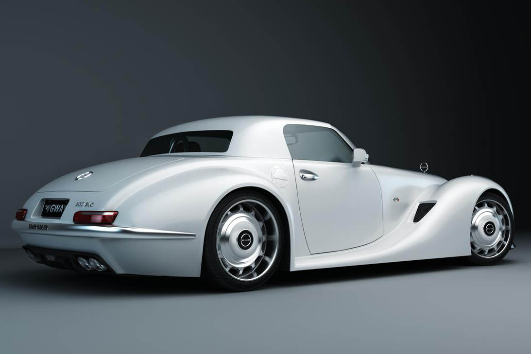 Retro Gullwing America Mercedes SLS AMG Roadster white rear