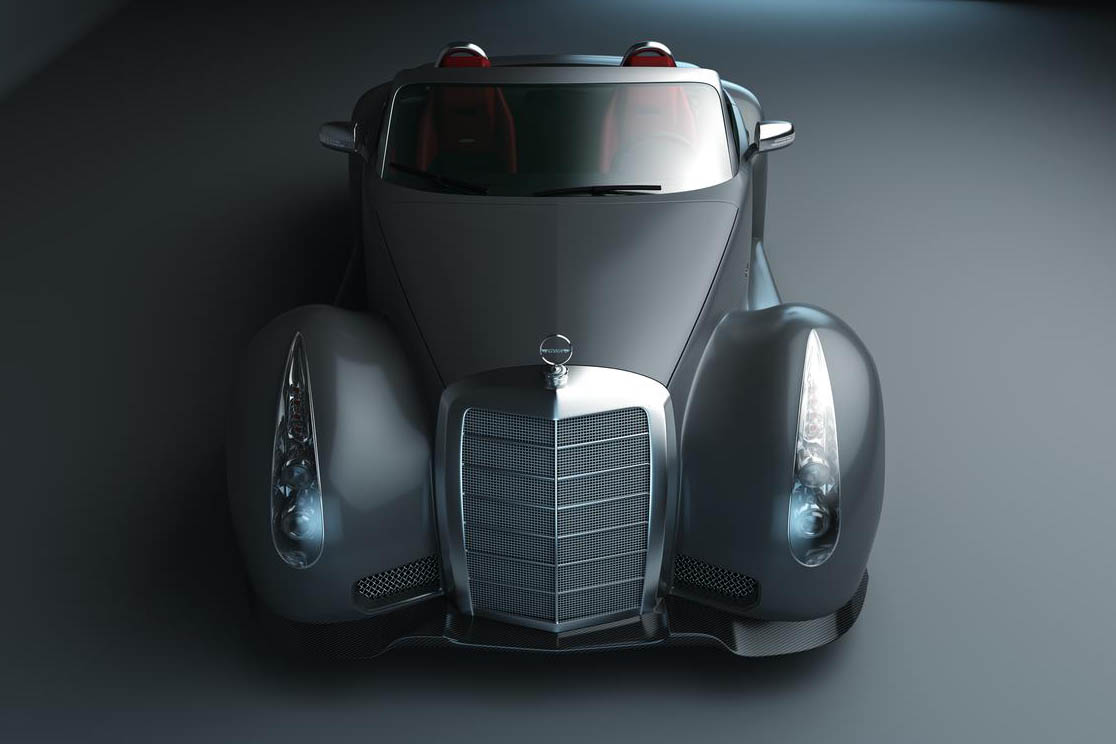 Retro Gullwing America Mercedes SLS AMG Roadster grey front