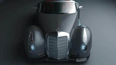 Retro Gullwing America Mercedes SLS AMG Roadster grey front