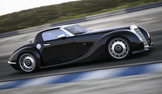 Retro Gullwing America Mercedes SLS AMG Roadster moving on track