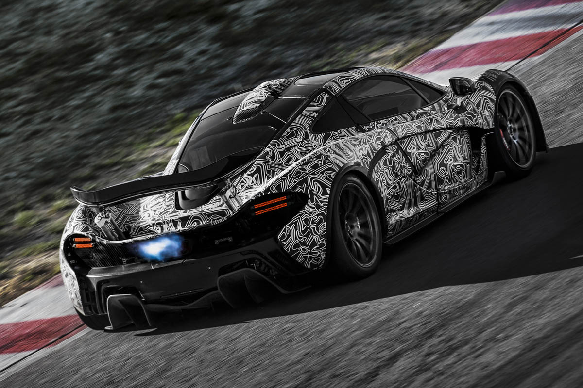 903bhp McLaren P1 blue exhaust flame