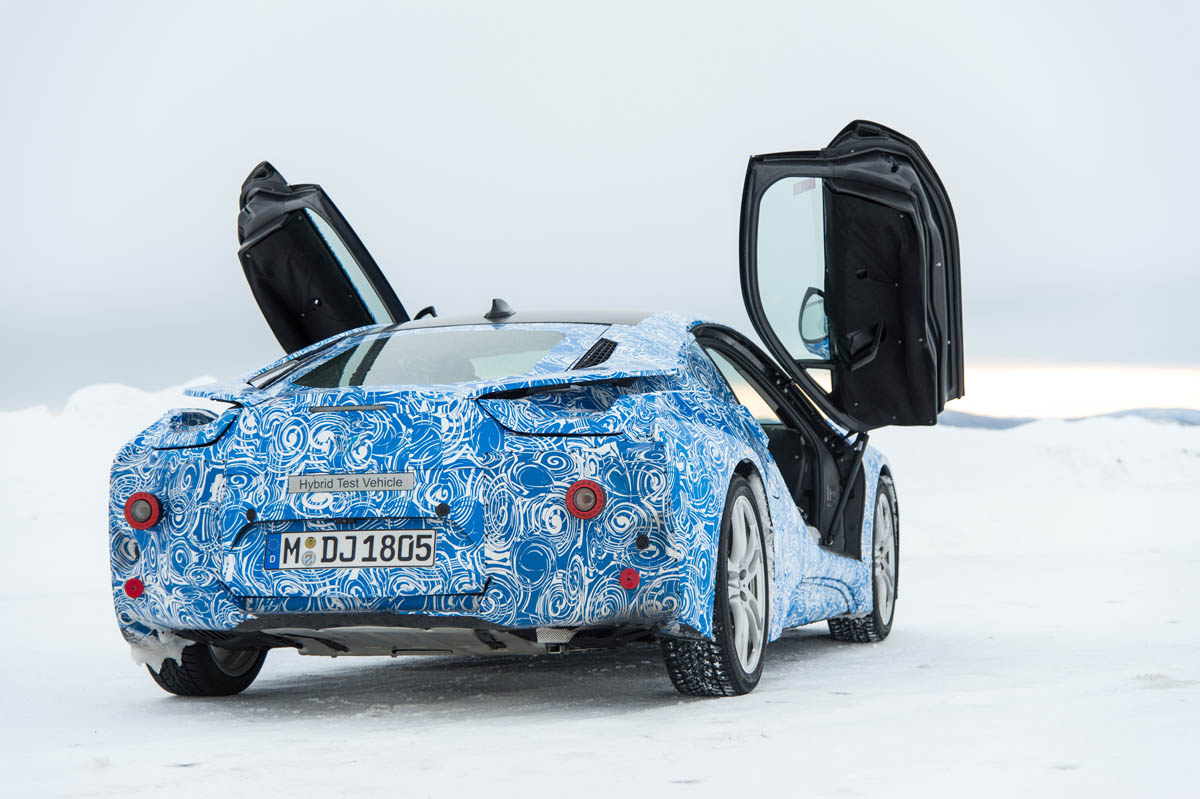 BMW i8 hybrid sports car doors up