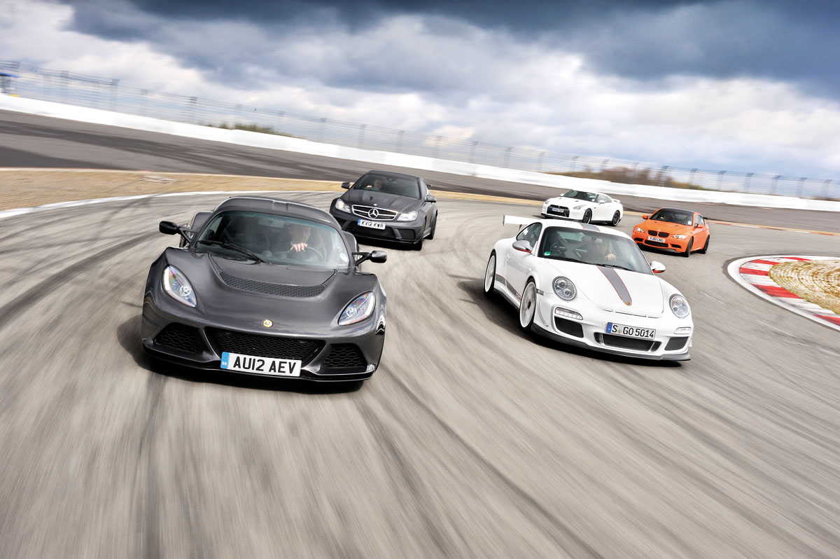 Lotus Exige S vs C63 Black, M3 GTS, 911 GT3 RS 4.0 and Nissan GT-R Track Pack