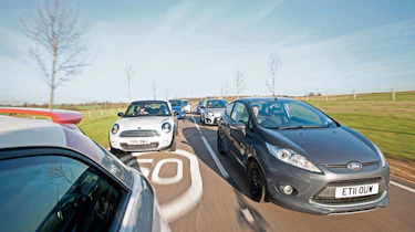 Suzuki Swift Sport v Abarth 500, Mini Cooper, Ford Fiesta, Seat Ibiza FR, Audi A1 1.4 TFSI and Renault Twingo