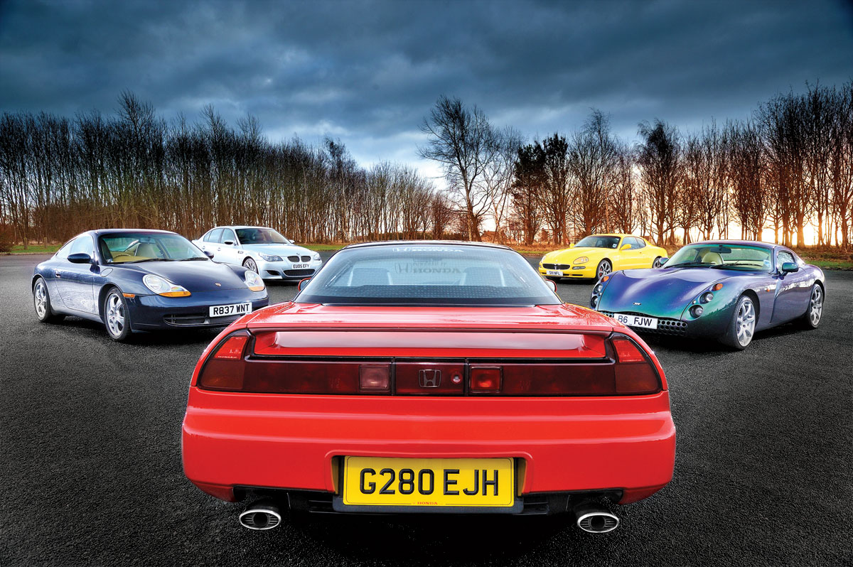 Honda NSX vs TVR Tuscan, BMW M5, Porsche 911 and Maserati 4200 GT