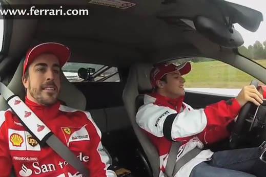 Video: Fernando Alonso and Felipe Massa drive Ferrari 458