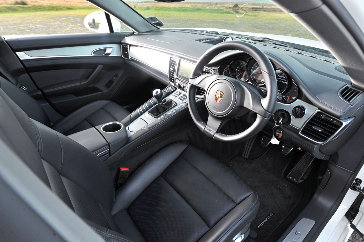 Porsche Panamera S interior with black leather seats