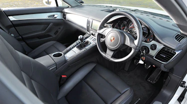 Porsche Panamera S interior with black leather seats