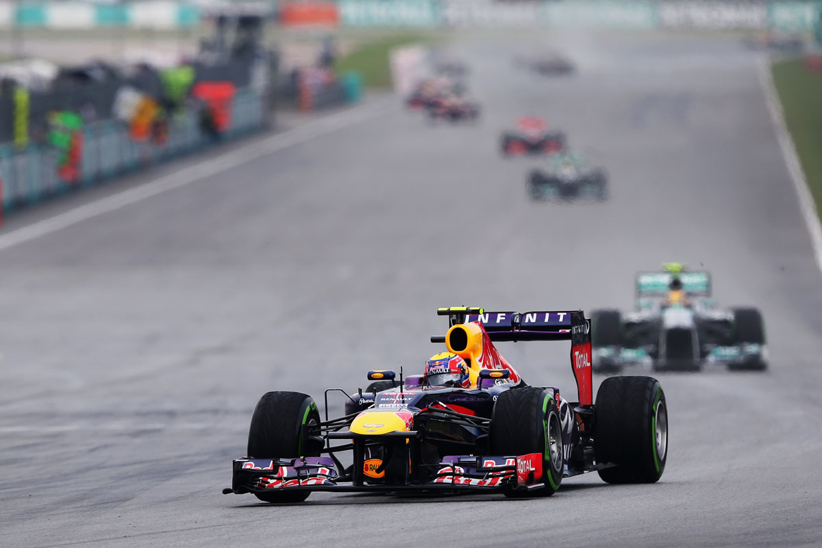Mark Webber in the lead at Sepang...