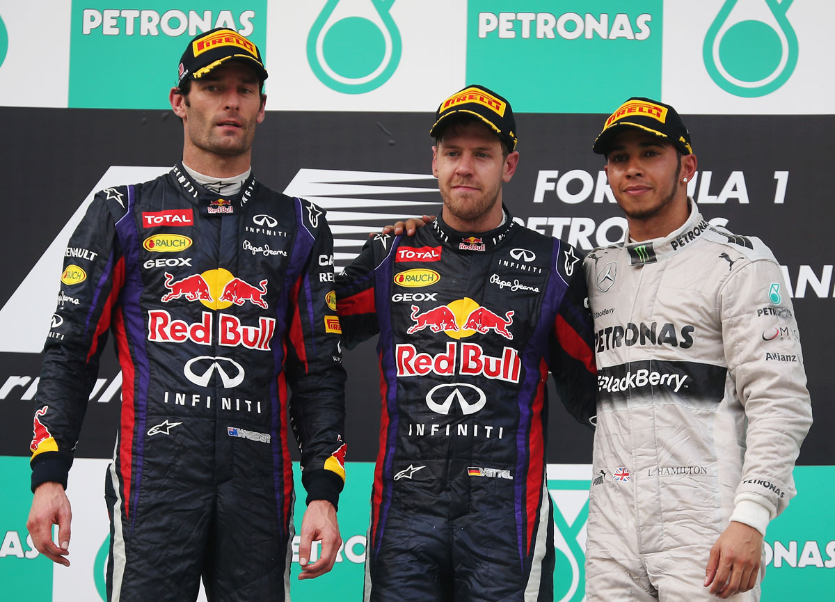 A tense atmosphere on the podium between Webber and Vettel