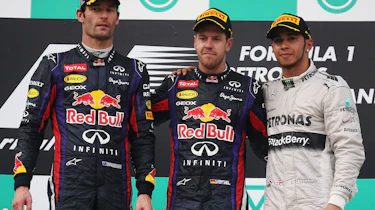 A tense atmosphere on the podium between Webber and Vettel