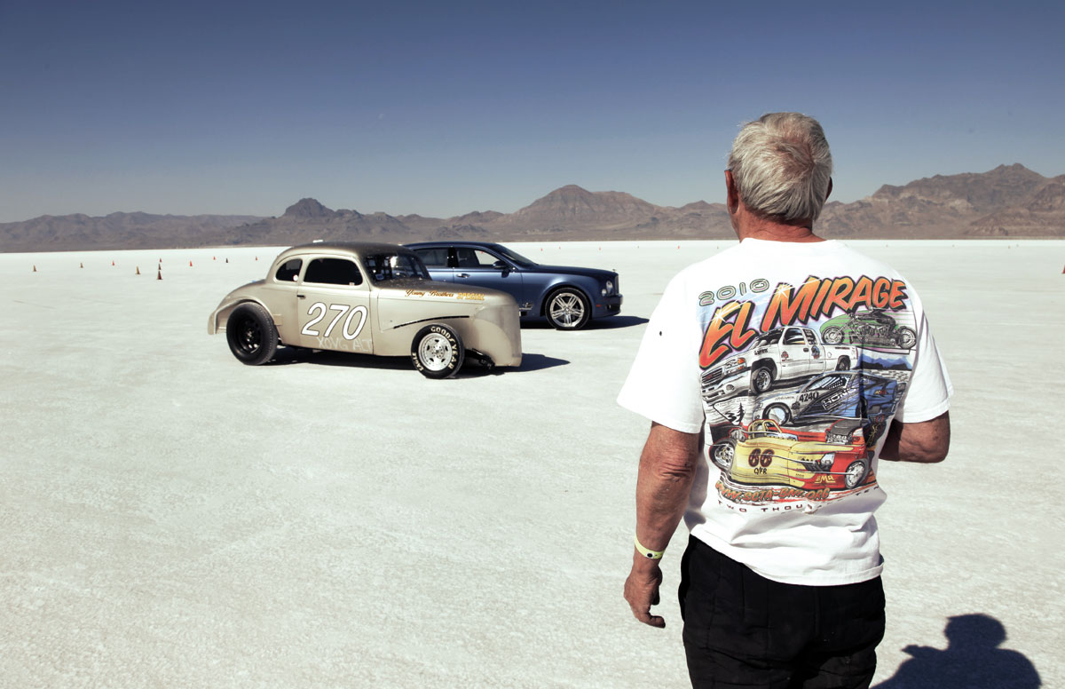 Bonneville salt flats with Bentley Mulsanne